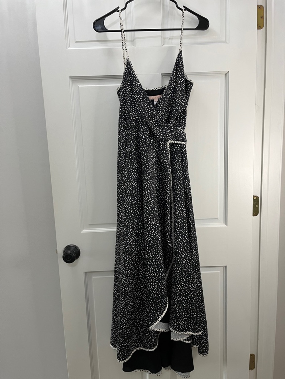 Hutch Alden Spotted Black & White Maxi Wrap Dress - Size Small Petite